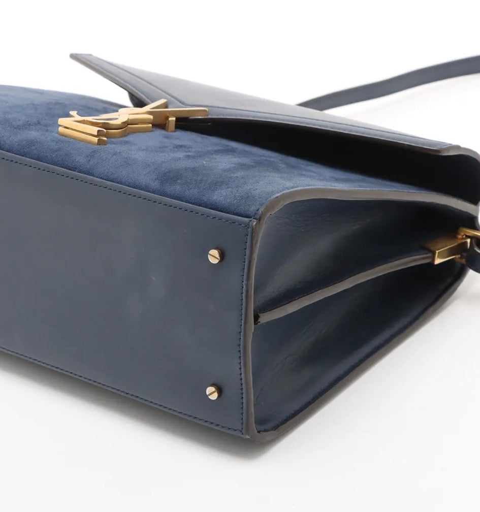 Saint Laurent Paris Cassandra Suede & Leather 2 Way Handbag