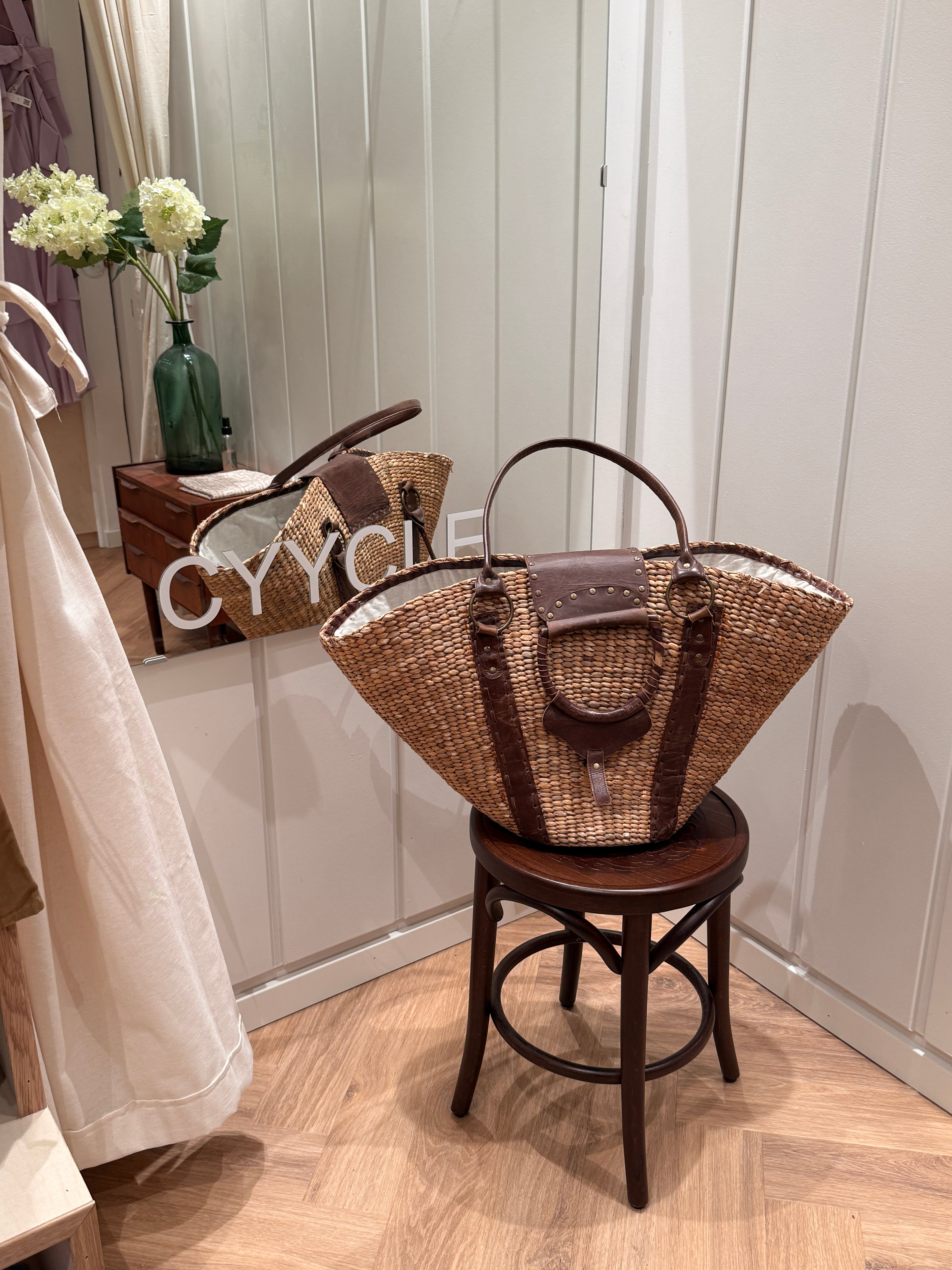 Antik Batik Raffia Tote Bag