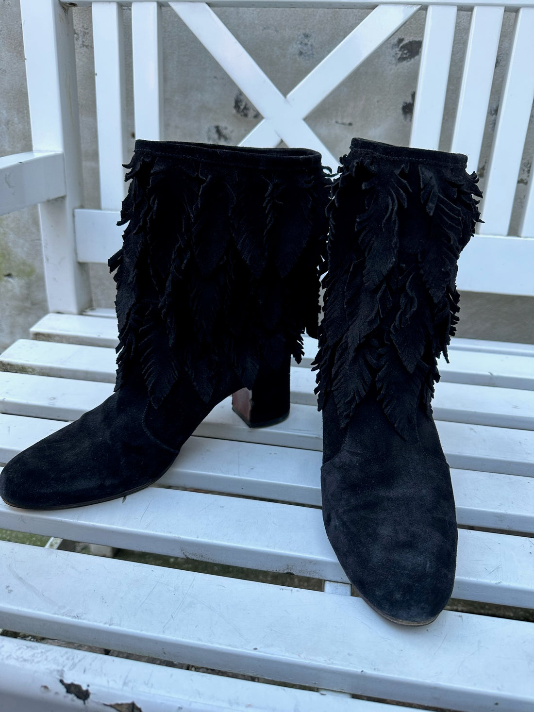 Chie Mihara støvler sort ruskind med flæser forfra