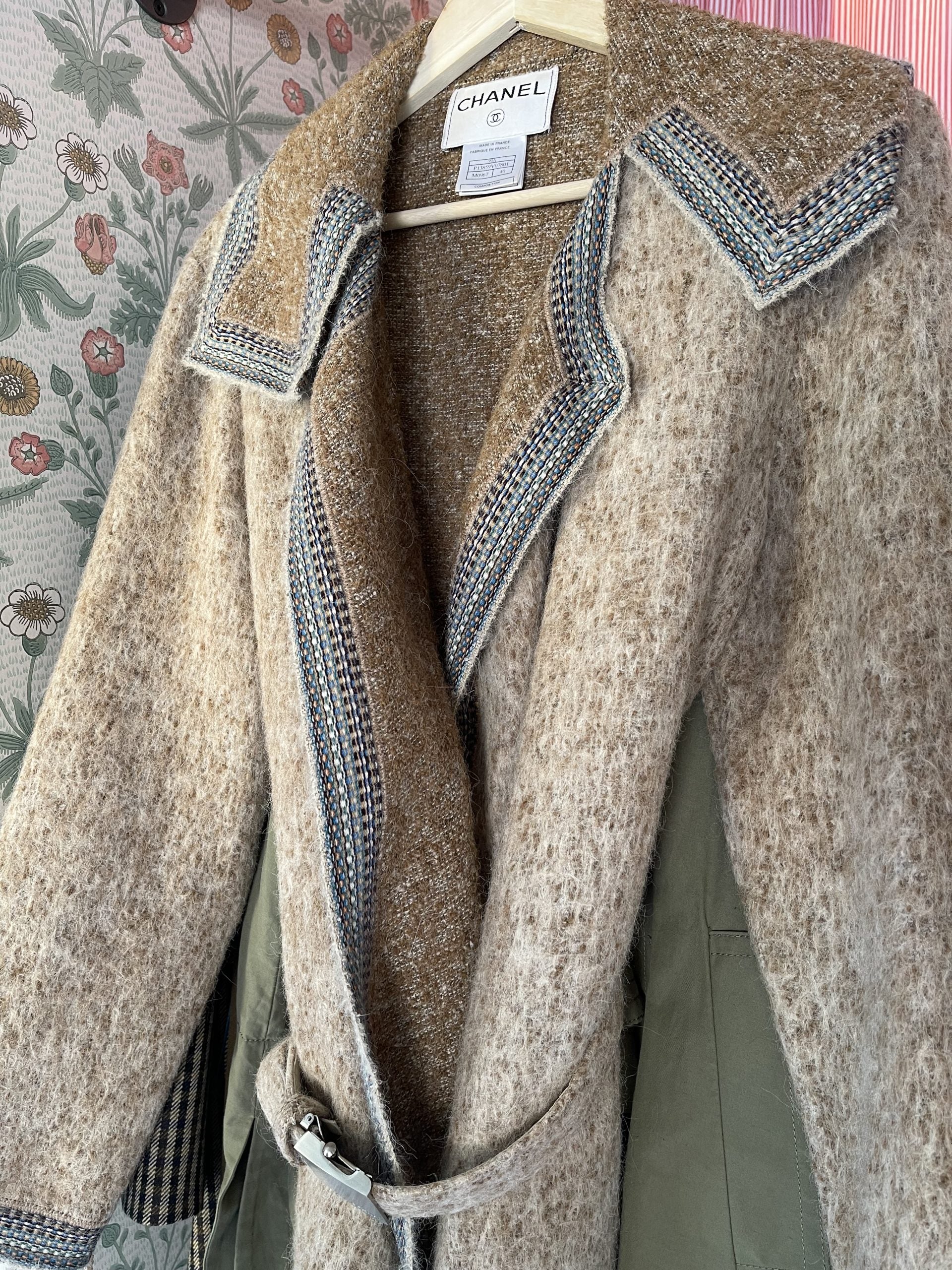 chanel jakke beige uld side