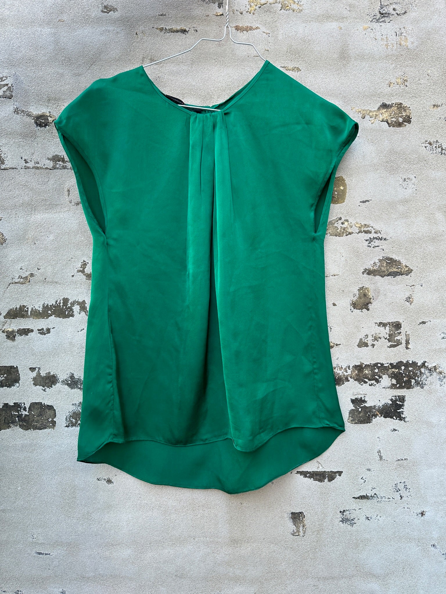 Caroline Herrera grøn silke top væg