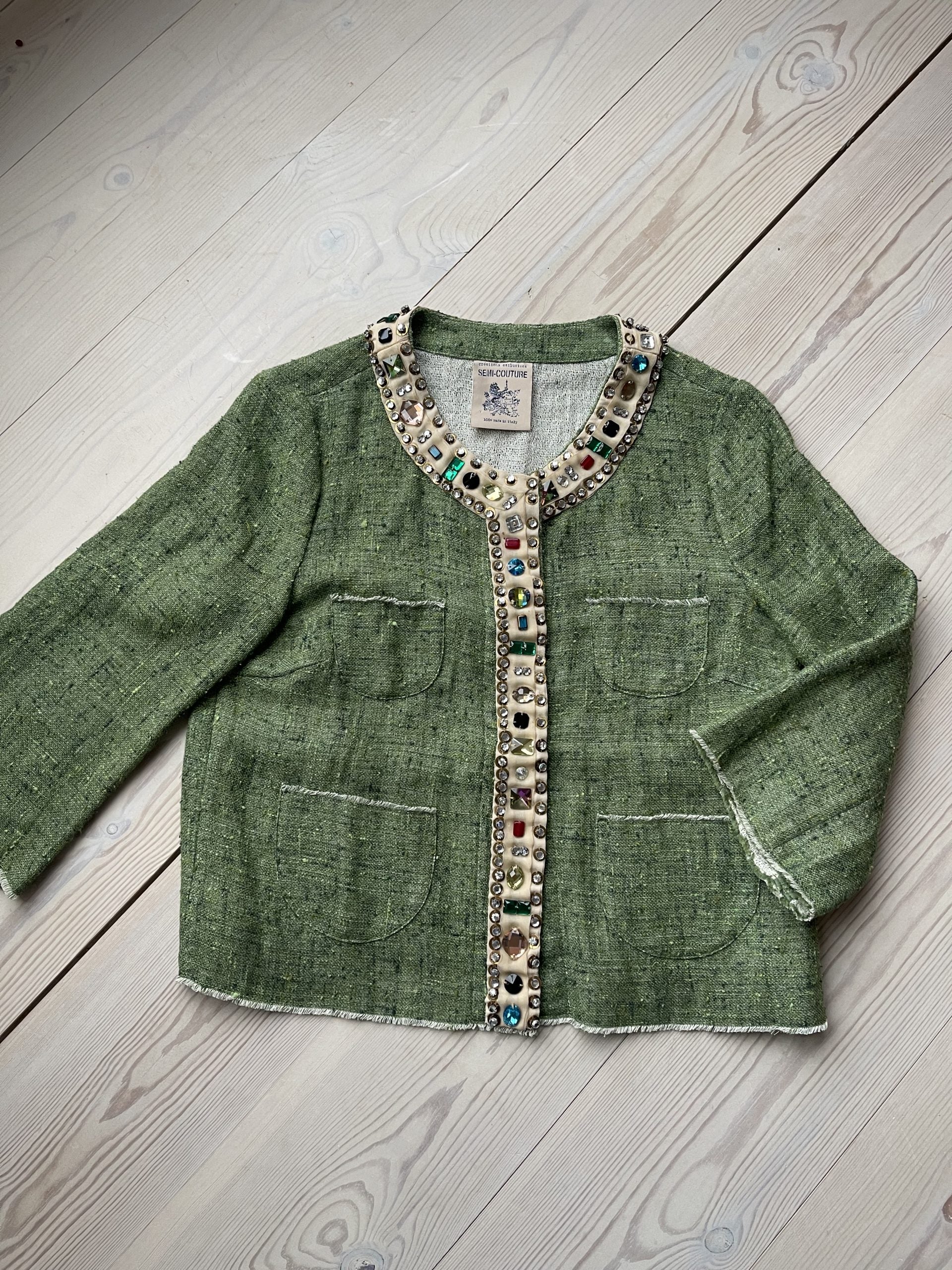 Semi Couture Jakke grøn med perler forfra