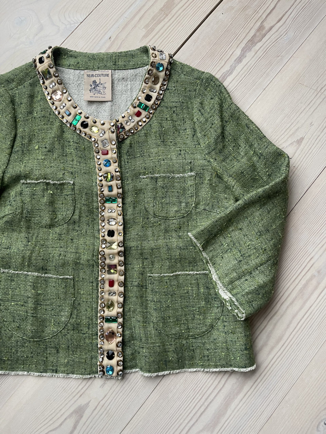 Semi Couture Jakke grøn med perler forfra