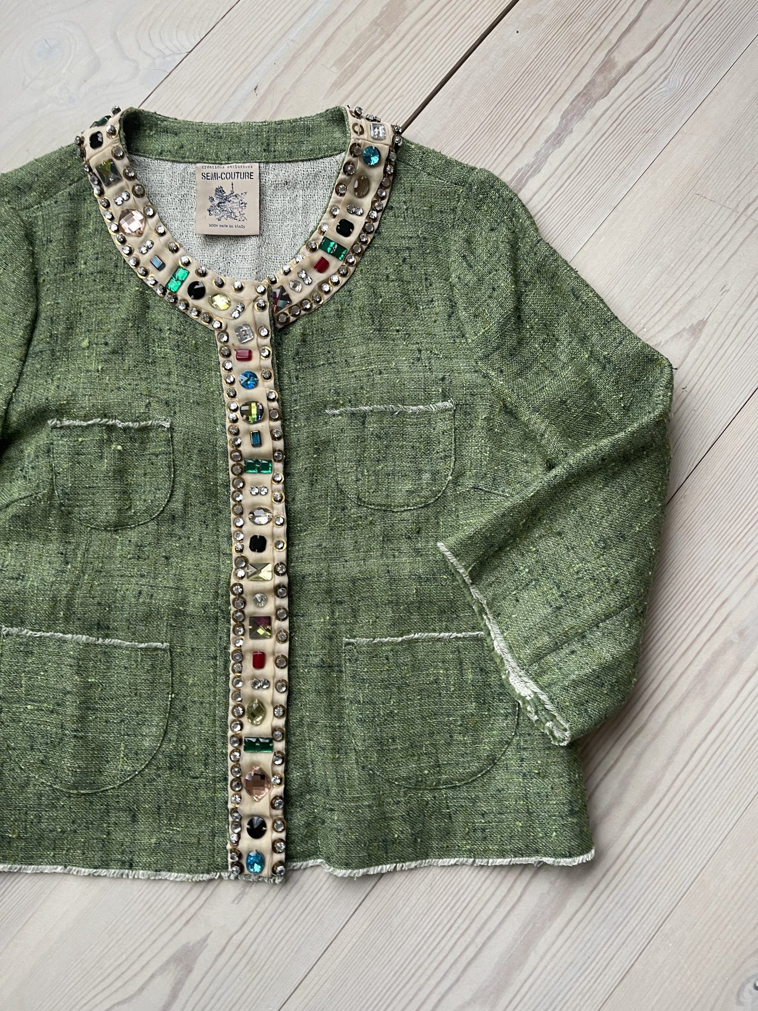 Semi Couture Jakke grøn med perler forfra