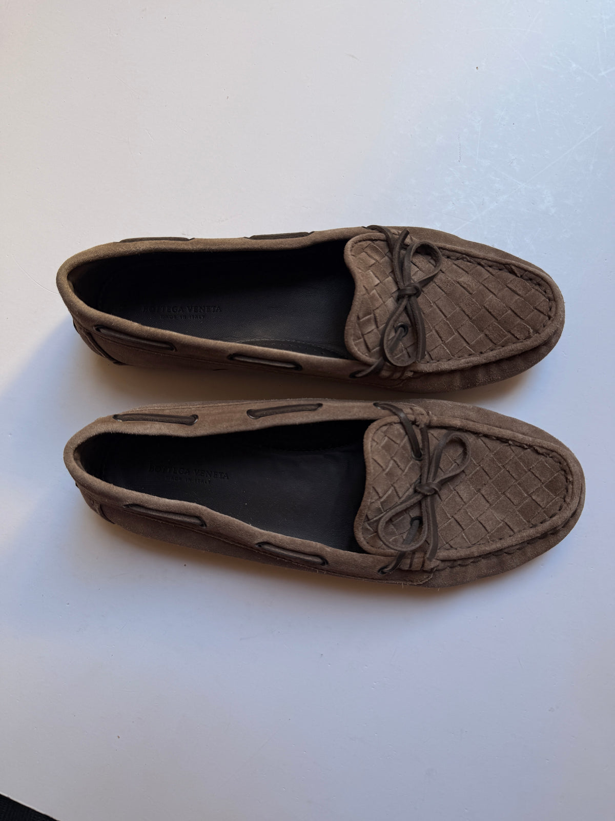 Bottega Veneta Intrecciato Weave Suede Flats / Mocassin