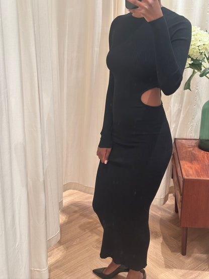 AERON Cut-out Rib-knit Maxi Dress