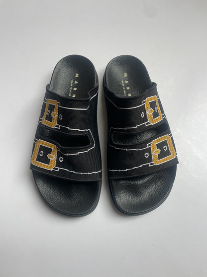Marni Embroidered Slip-On Slides Sandaler