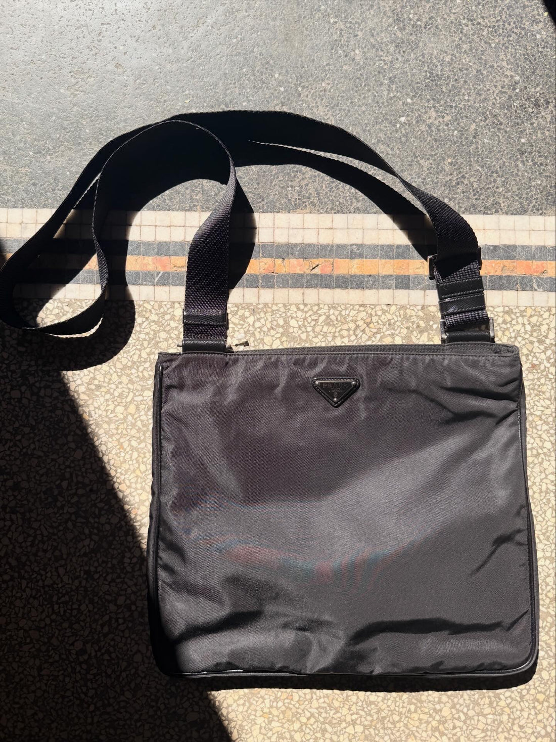 Prada Tessuto Nylon x Leather Shoulder Bag / Taske