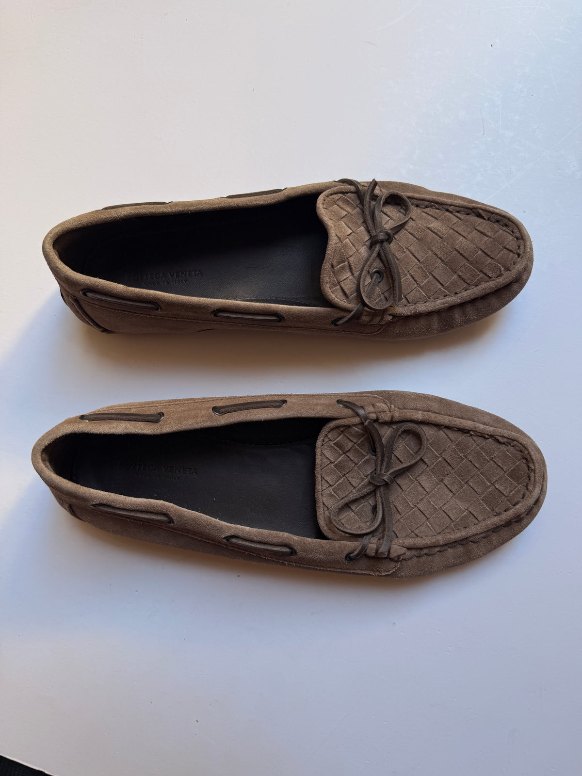 Bottega Veneta Intrecciato Weave Suede Flats / Mocassin