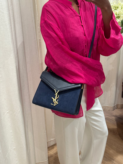 Saint Laurent Paris Cassandra Suede &amp; Leather 2 Way Handbag