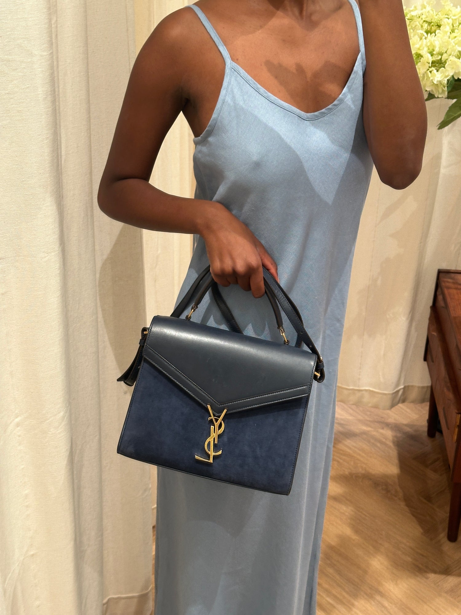 Saint Laurent Paris Cassandra Suede &amp; Leather 2 Way Handbag