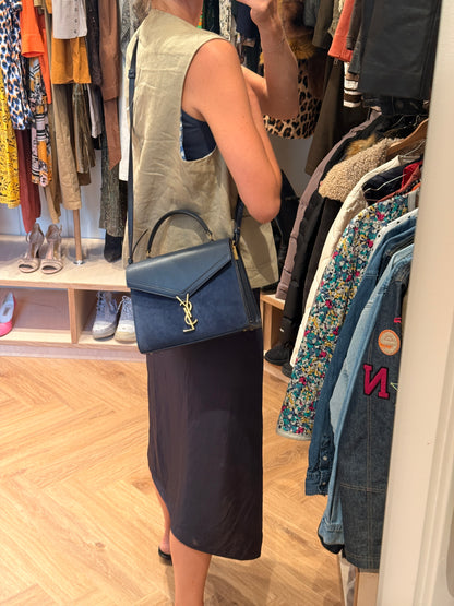 Saint Laurent Paris Cassandra Suede &amp; Leather 2 Way Handbag