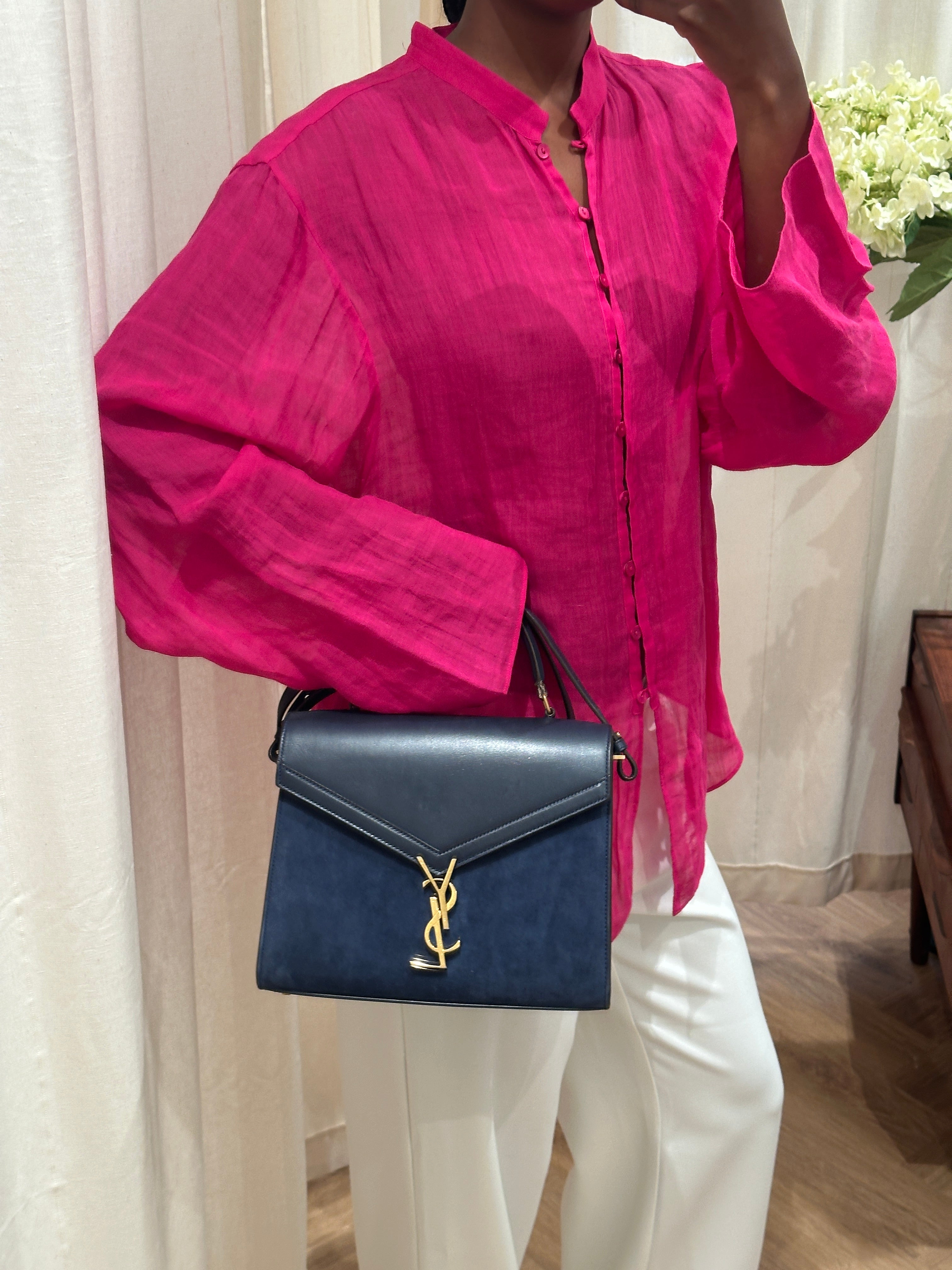 Saint Laurent Paris Cassandra Suede &amp; Leather 2 Way Handbag