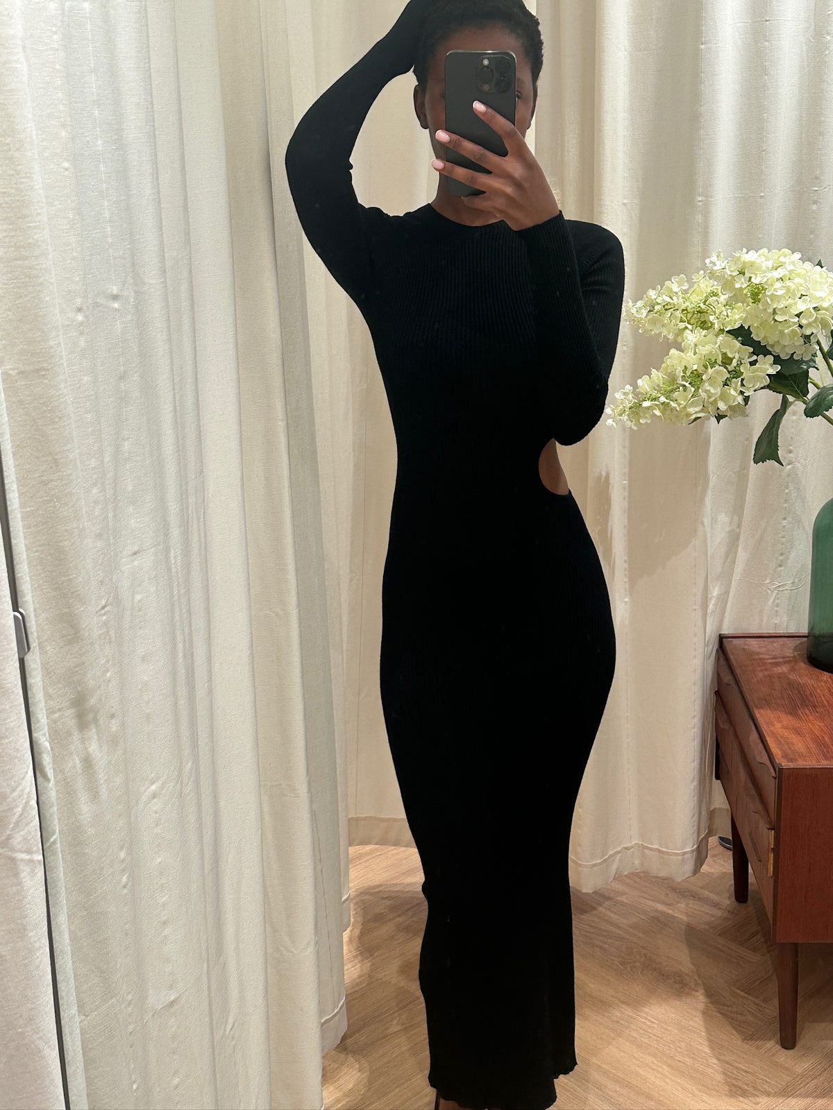 AERON Cut-out Rib-knit Maxi Dress
