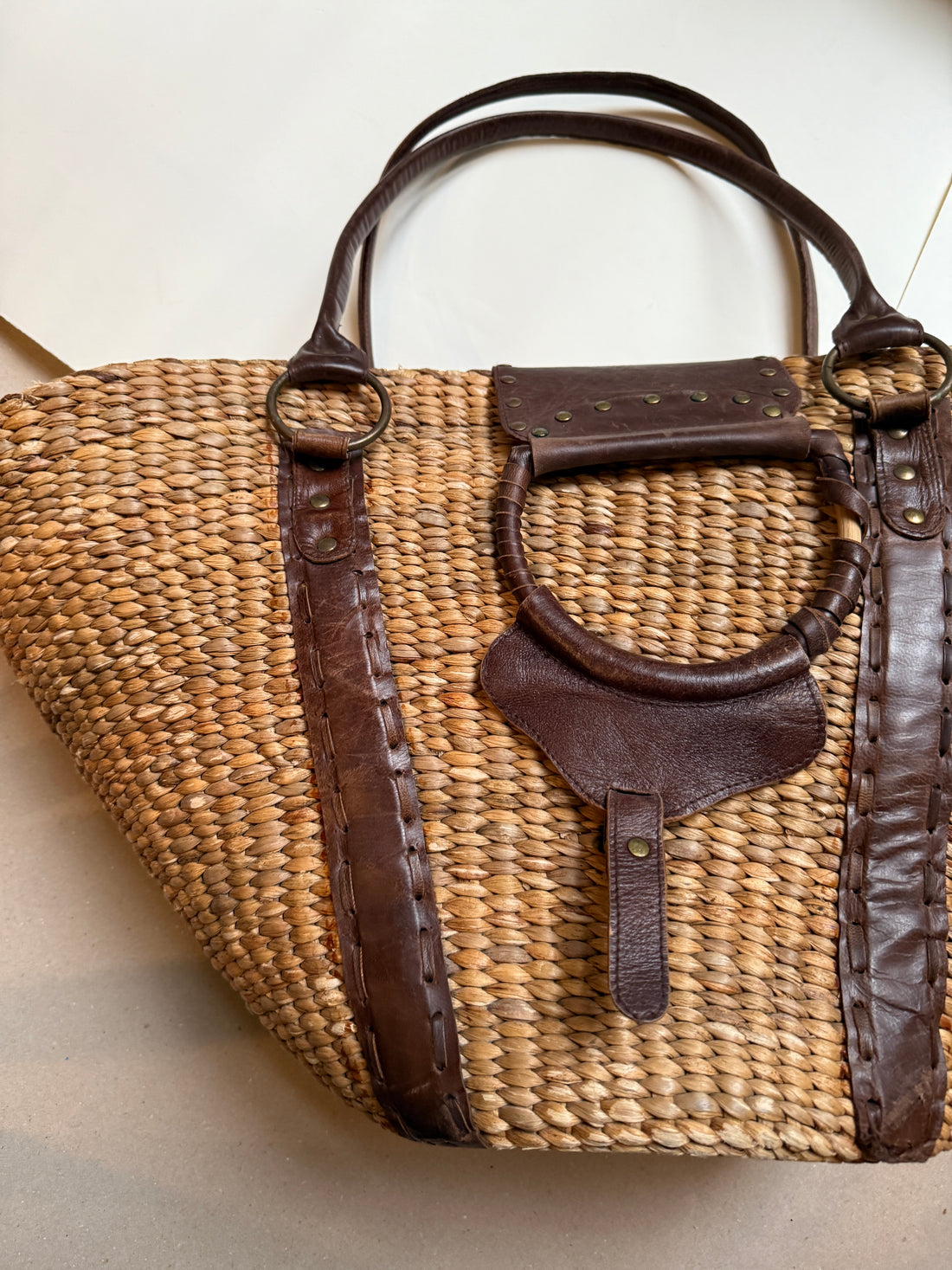 Antik Batik Raffia Tote Bag