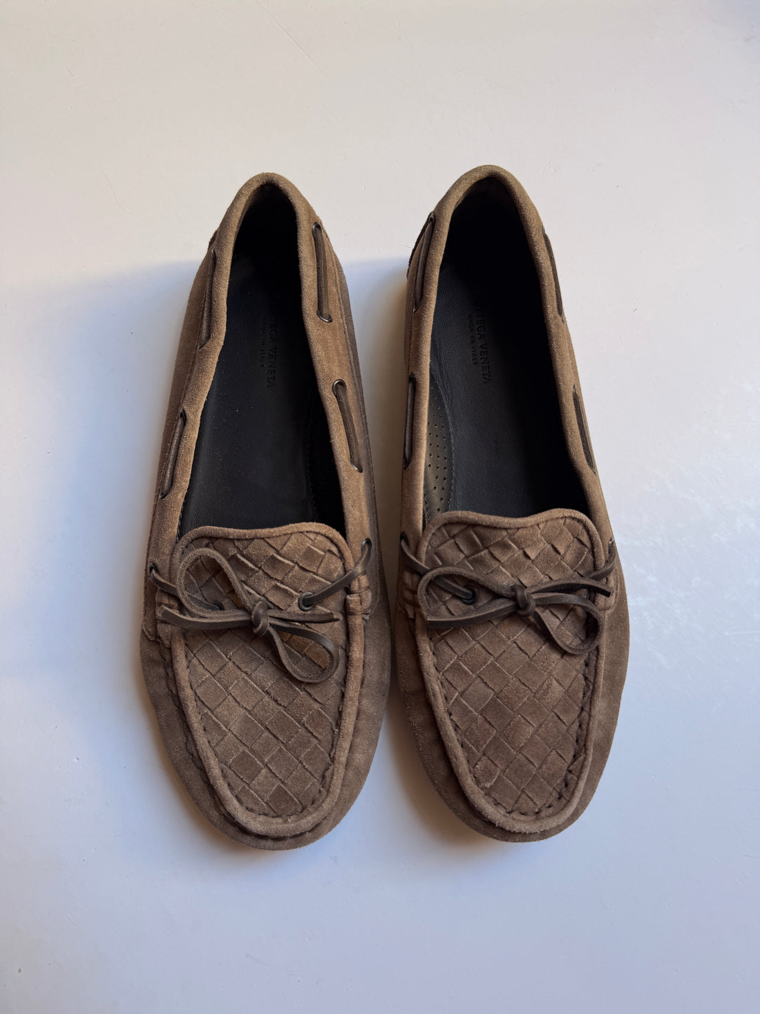 Bottega Veneta Intrecciato Weave Suede Flats / Mocassin