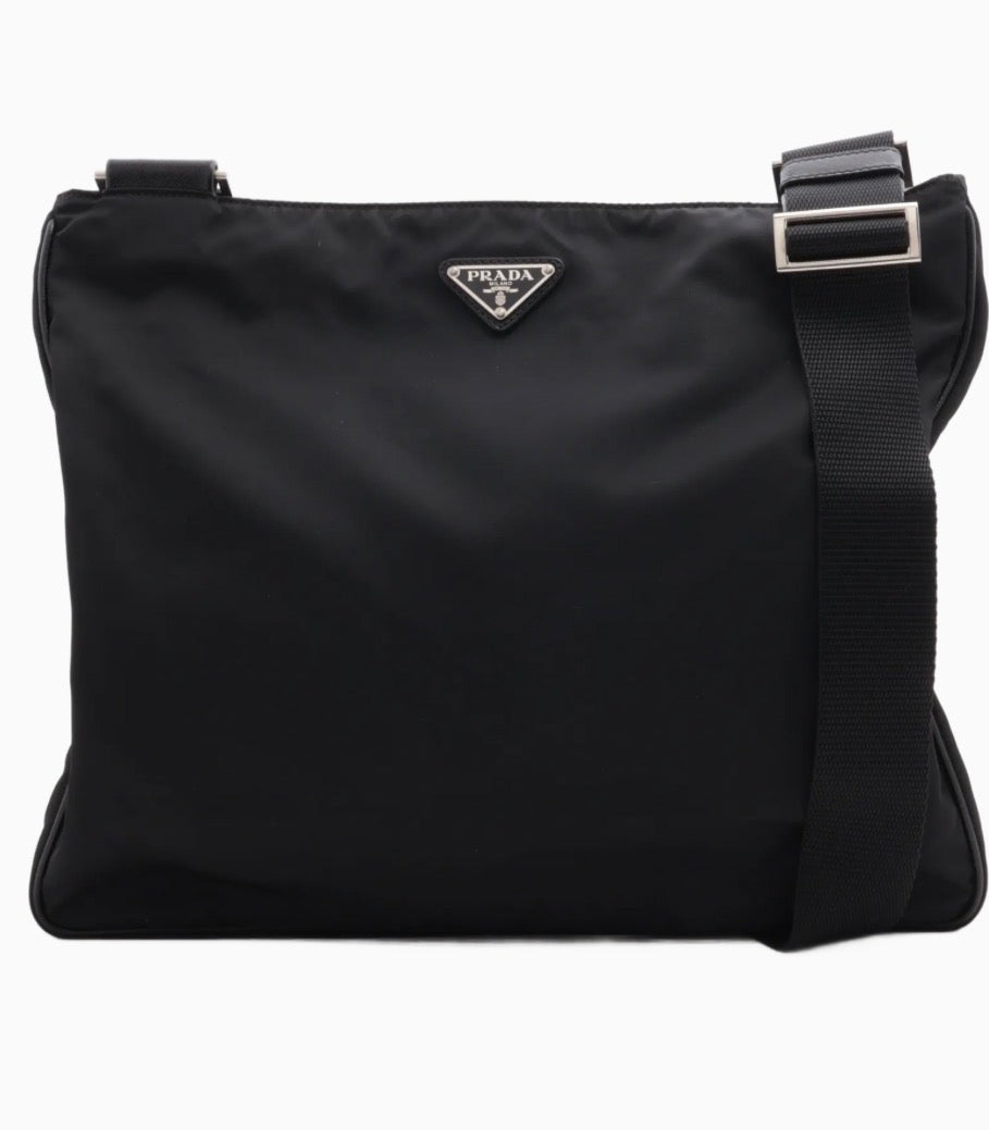 Prada Tessuto Nylon x Leather Shoulder Bag / Taske