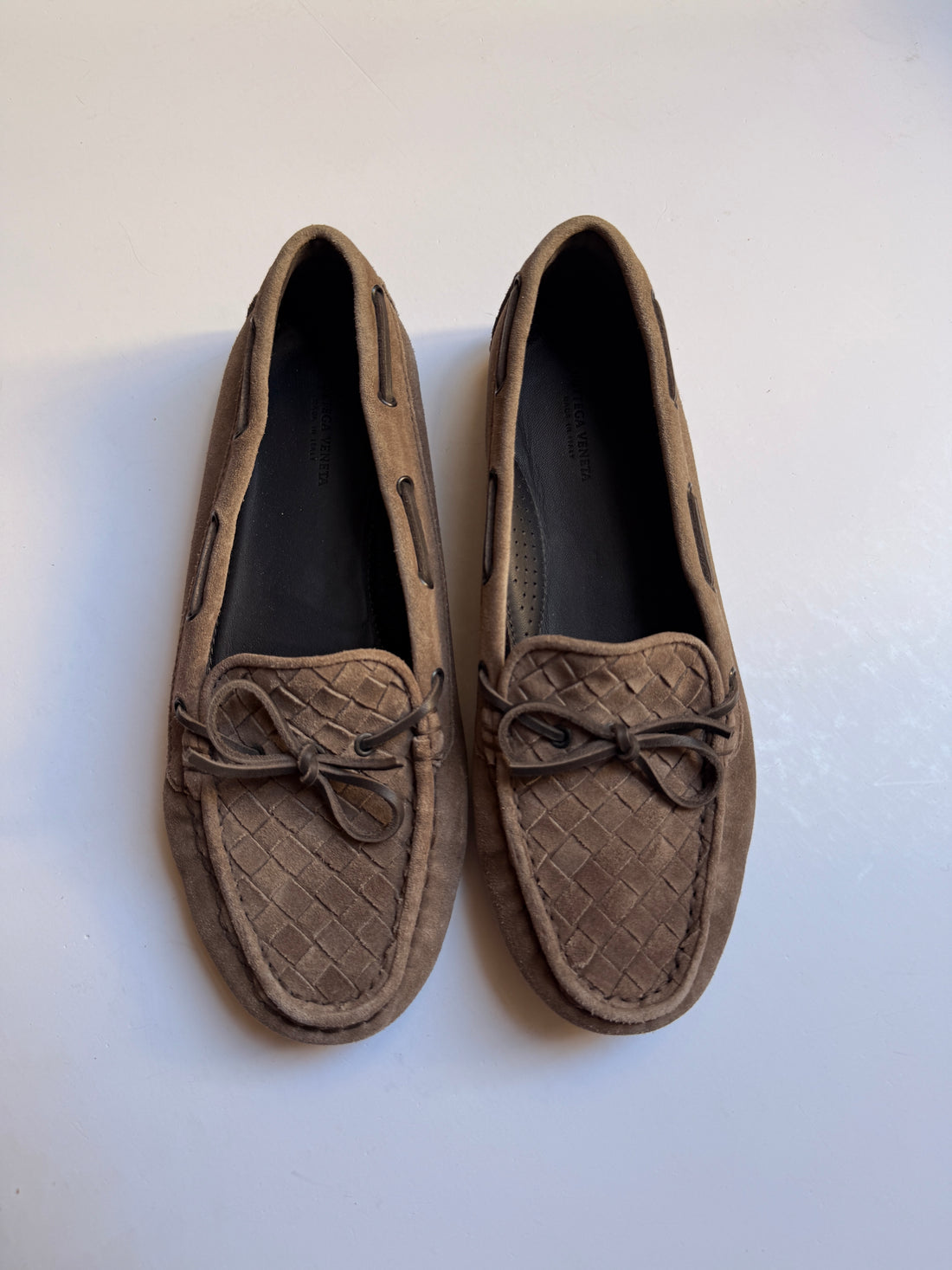 Bottega Veneta Intrecciato Weave Suede Flats / Mocassin