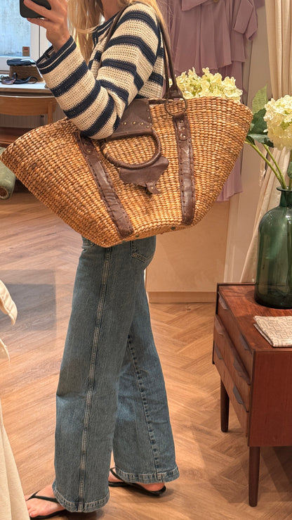 Antik Batik Raffia Tote Bag