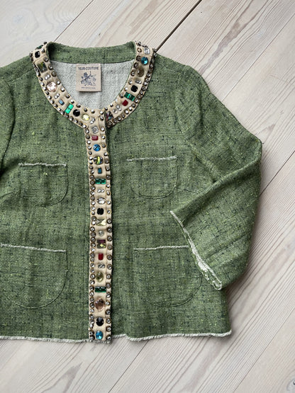 Semi Couture Jakke grøn med perler forfra