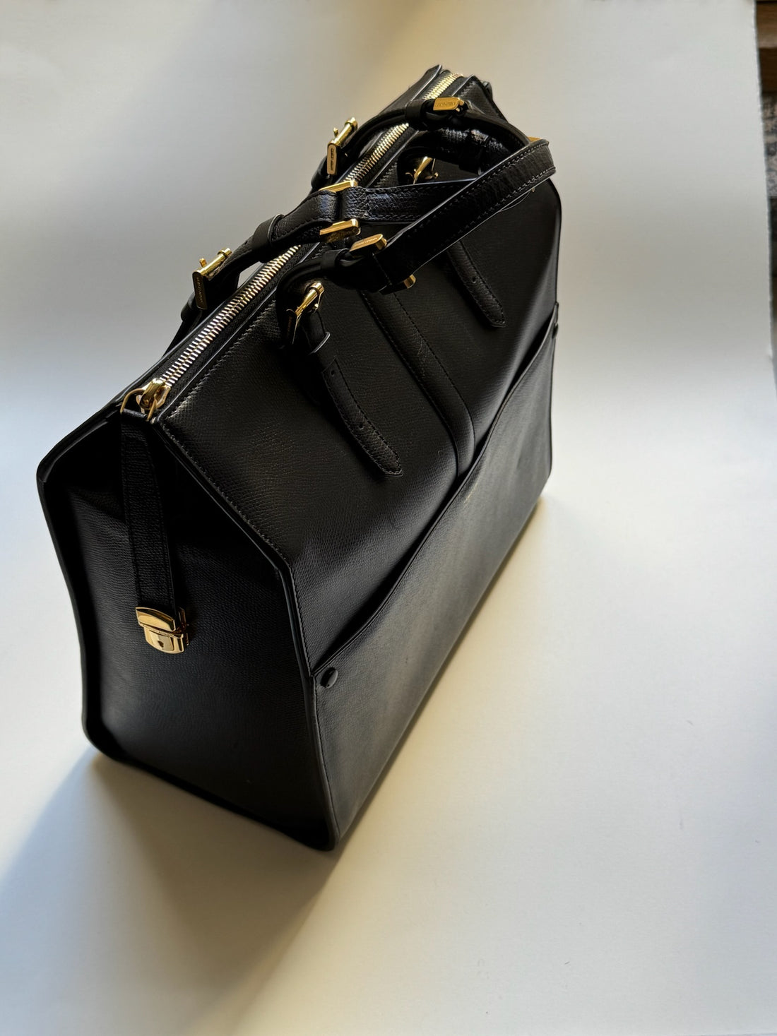 Giorgio Armani Sort Læder Borgonuovo Tote / Taske