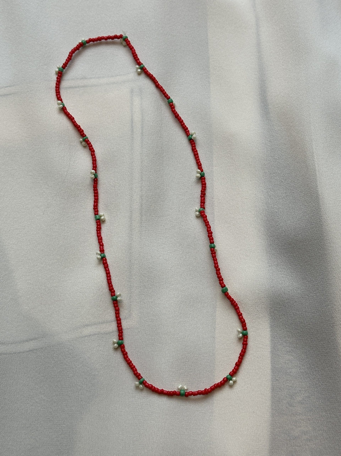 Pearl Necklace with berries in red
